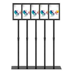 Sign Holder Adjustable Pedestal Poster Stand Heavy Duty Business Sign Stand Aluminum Snap Open Frame for Vertical and Horizontal View (8.5 x 11 Inch, 5 Pack)