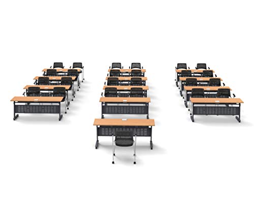 Team Tables Folding Training Seminar Classroom Tables with Industrial Caster Z-Base - Model 5654, Beech Finish