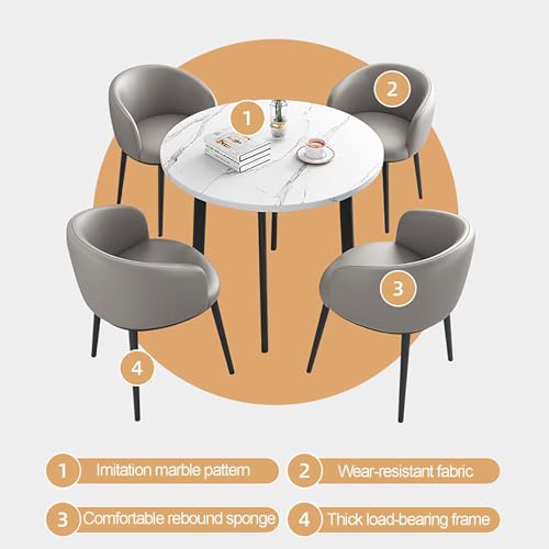 SARKEY Round Dining Table Set with 4 Chairs - Simple Office Club Furniture for Living Room & Kitchen