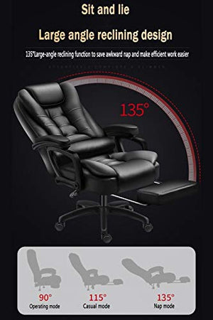 MXSXO Desk Chairs Executive Swivel Computer Chair High Back Ergonomic Design 150kg Load Massage PU Recliner Tilt Mechanism with footrest Used for Home Office Furniture (Color : Khaki)