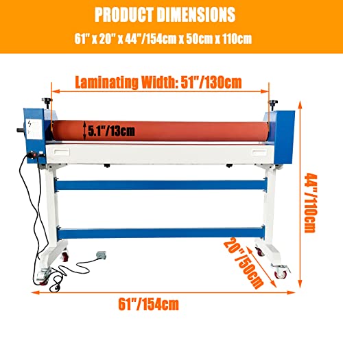 PreAsion 51 Inch Electric Manual Cold Roll Laminating Machine with Film - Commercial Grade