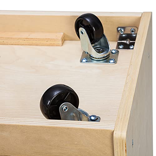 ECR4Kids Birch 20 Cubby Tray Cabinet, Kids Toy Storage Orgaznier with Rolling Casters, Hardwood Mobile Storage Cabinet for Classroom, Preschool and Homeschool Supplies