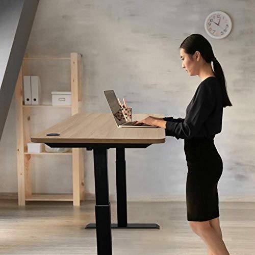 Electric Height Adjustable Standing Desk, Electric Standing Workstation Home Office Sit Stand Up Desk with LED Display Controller and Memory Unit Black Desktop + Gray Frame 60 x 29 Inches