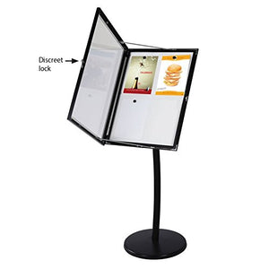 Outdoor Enclosed Advertising Menu Display with Cork Board on Curved Floor Post, Locking, Warranty (22x28, Magnetic)