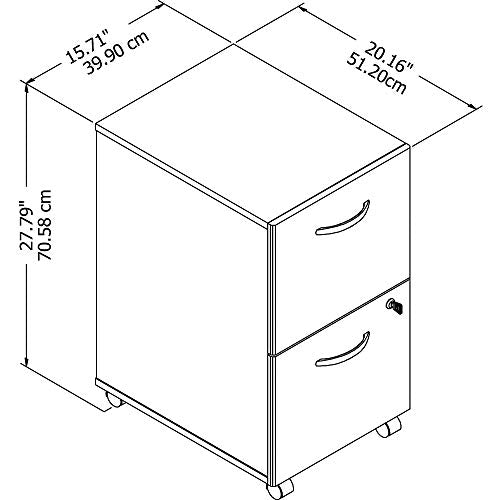 Bush Business Furniture Studio C 2 Drawer Mobile File Cabinet - Platinum Gray, Assembled