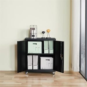 Aursrenty Metal Filing Cabinet with Lock and 4 Wheels