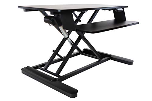 Ergotech Freedom Electronic Desk, Includes Fully Assembled E-Desk, Space for Two 24 inch Computer Screen Monitors, Touch of a Button Height Adjustment, Adjustable Keyboard Tray, Black
