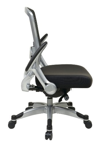 SPACE Seating Professional R2 SpaceGrid Back Chair with Padded Memory Foam Eco Leather Seat, Platinum Finish Adjustable Managers Chair