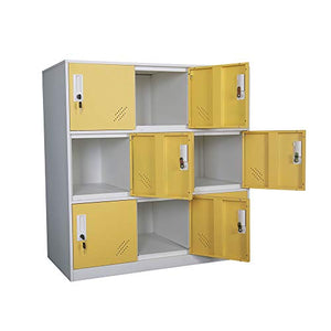Living Room Organizers and Storage Small Metal Storage Cabinet with Lock for Toy and Cloth and self Belonging Storage (Yellow, 9D)