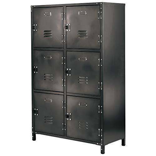 Allspace 6 Door Steel Storage Locker with Dark Weathered Finish - Vintage Industrial Design