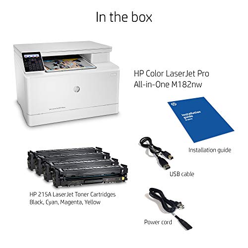 HP Color Laserjet Pro M182nw Wireless All-in-One Laser Printer, Remote Mobile Print, Scan & Copy (7KW55A)