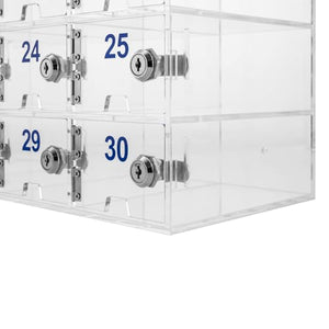 Banborba Clear Cell Phone Locker with Keys, 30 Slots - Wall Mounted Acrylic Storage Cabinet