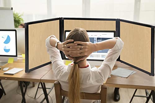 VERSARE Folding 3-Panel Partition Tabletop Display | Lightweight Portable Workspace Divider | Cloud Gray 99" x 36