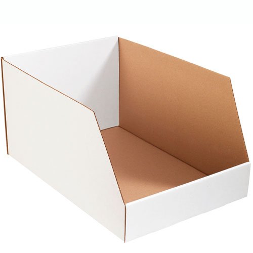 Aviditi Jumbo Corrugated Cardboard Storage Bins, 20"x 18"x 10", White, Pack of 25, for Warehouse, Garage and Home Organization