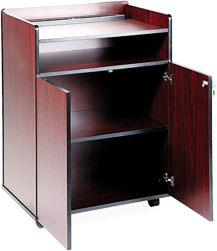 Safco Products 8919MH Executive Presentation Lectern Mobile Stand with Cabinet, Mahogany