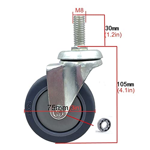 IkiCk Yellow Office Chair Caster Wheels - Set of 4, 50mm/2in Swivel Castors