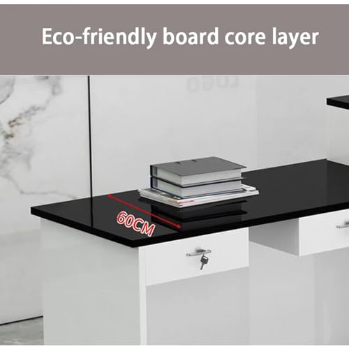 KAGUYASU Modern Reception Desk Counter with Hutch, Storage Cube, Drawer Door Cabinet