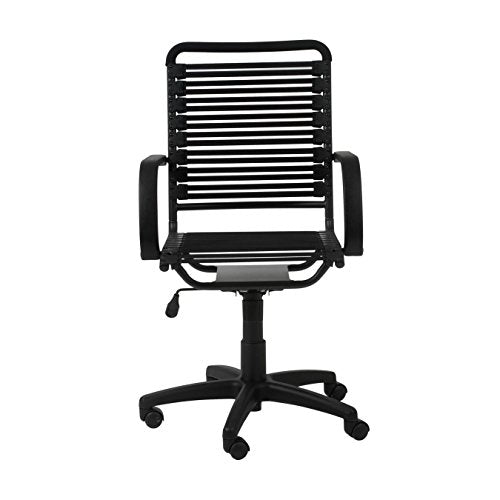 Euro Style Flat Bungie High Back Adjustable Office Chair with Arms, Black Bungies with Graphite Black Frame