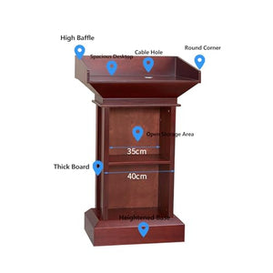 Yadlan Church Podium Stand with Storage - Durable MDF Wood