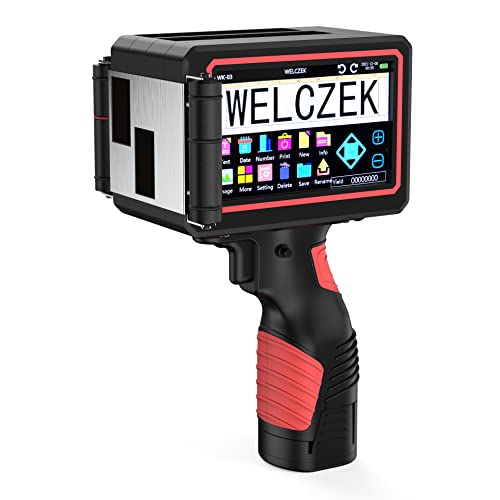 WELCZEK Portable 2 Inch Handheld Inkjet Printer, 50.8mm Handheld Printer, Dual Nozzles Handheld Inkjet Coding Machine for Logo/Date/Barcode/Qr Code/Label etc.