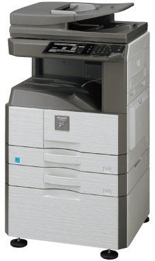 Sharp MX-M316N Ledger-size Monochrome Multifunction Printer - 31 ppm, Copy, Print, Scan, Fax, Network, Duplex, RSPF, 2 Trays, High Stand, Startup Supply Kit (Certified Refurbished)