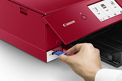 Canon TS8220 Wireless All in One Photo Printer with Scannier and Copier, Mobile Printing, Red, Works with Alexa