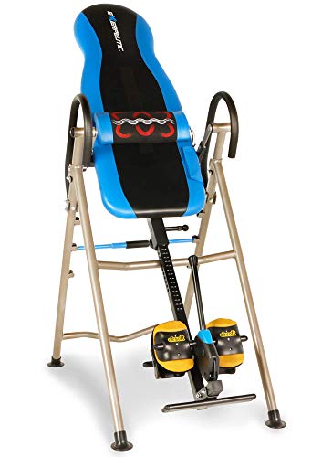 EXERPEUTIC 275SL Heat and Massage Therapy Inversion Table with NO PINCH AIRSOFT Ankle Holder and SURELOCK Ratchet System