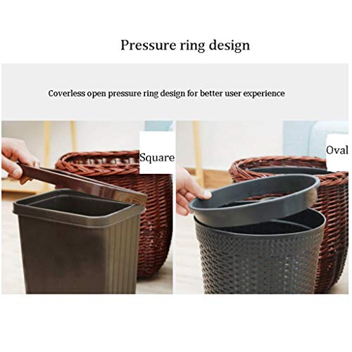 Indoor Trash Cans Square/Oval Garbage Container Bin，Small Woven Basket Trash Can Wastebasket，for Bathrooms/Kitchens/Home Offices/Craft/Laundry Garbage Cans for Kitchen Office Outdoor