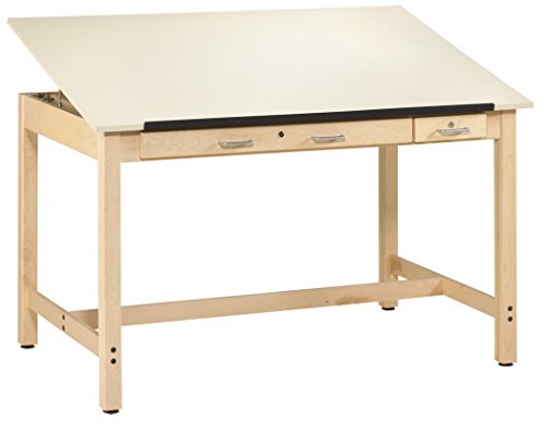 Diversified Woodcrafts IDT-102 Instructors Art and Drafting Table with Dovetailed Drawers and Plastic Laminate Top, 60" Width x 37" Height x 37-1/2" Depth
