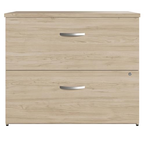 Bush Business Furniture Studio C 2 Drawer Lateral File Cabinet - Assembled, Locking, Natural Elm