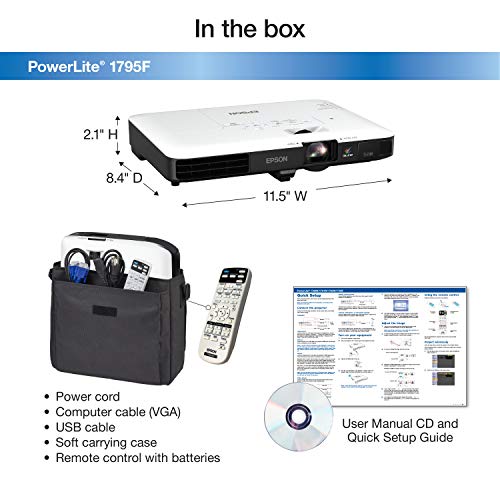 Epson PowerLite 1795F 3LCD 1080p Full HD Wireless Mobile Projector with Carrying Case