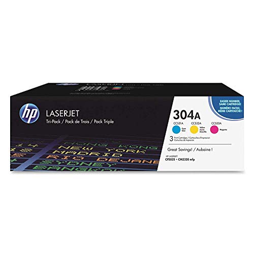 HP 304A | CC531A, CC532A, CC533A | 3 Toner Cartridges | Cyan, Yellow, Magenta