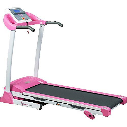 Sunny Health and Fitness p8700 Pink Treadmill with Manual Incline and LCD Display Bundle with Deco Gear Home Gym 7-Piece Fitness Kit and Workout Cooling Sport Towel