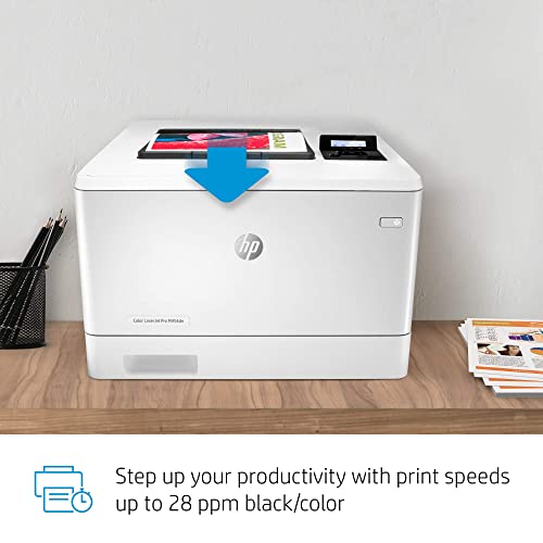 HP Color Laserjet Pro M454dn Laser Printer, Automatic 2-Sided Printing, Auto-On/Auto-Off Technology, 2-line LCD Display, 28 ppm, 250-Sheet, 256 MB, Bundle with JAWFOAL Printer Cable.