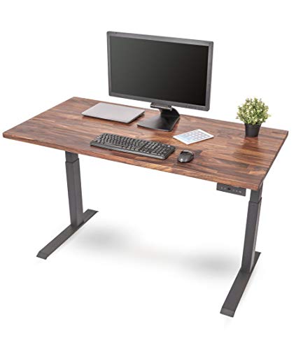 Stand Up Desk Store Solid Wood Top Electric Adjustable Height Standing Desk with Programmable Memory (Charcoal Frame/Walnut Top, 60" Wide)
