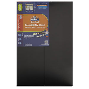 Elmer's Tri-Fold Premium Foam Display Board, Black, 36x48 Inch (Pack of 12)