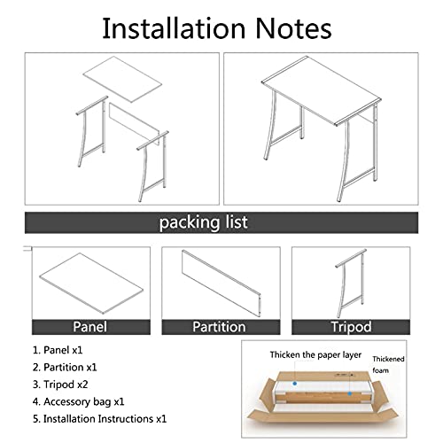 Shelf Computer Desk, 33.1 inch Home Office Writing Desk, Modern PC Table, Workstation for Home/Office, Gold Frame/Black Frame (Color : Black)