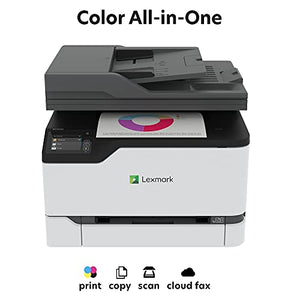 Lexmark MC3426i Color Laser Multifunction Wireless Printer with Print, Copy, Scan and Cloud Fax Capabilities, Plus Full-Spectrum Security and Print Speed up to 26ppm (40N9650), White, Small