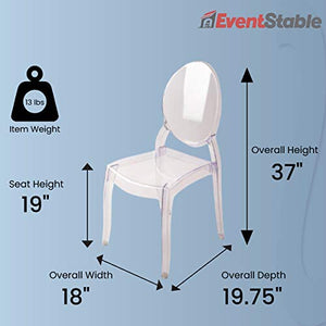 EventStable Clear Polycarbonate Sofia Stacking Chairs - UV Protection - Commercial Grade - Indoor/Outdoor - 10 Pack