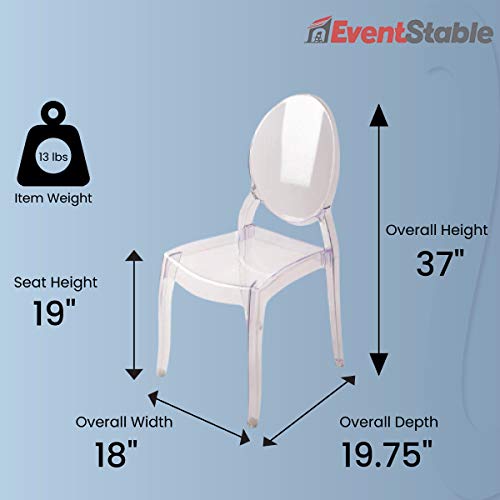 EventStable Clear Polycarbonate Sofia Stacking Chairs - UV Protection - Commercial Grade - Indoor/Outdoor - 10 Pack
