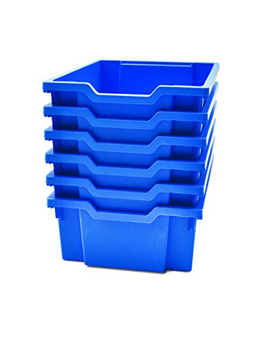 Gratnells Callero Plus Library Cart with 6 Deep F2 Cyan Blue Trays