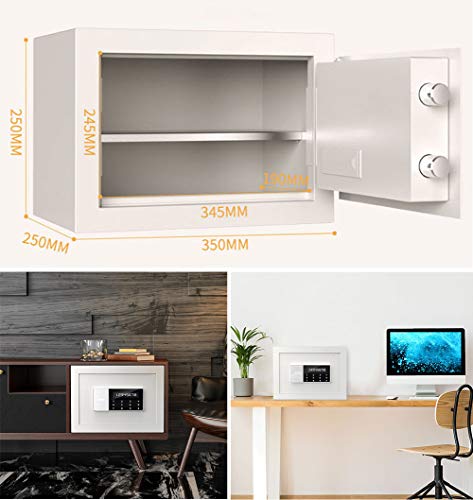 Safe Box | Fireproof Digital Lock Box Security Safe | Home Combination Electronic Steel Safe with Keypad | 2 Manual Override Keys | for Home, Business or Travel, White