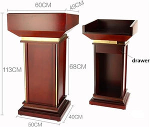 SMuCkS Wood Podium Lectern with Drawer and Open Cabinet
