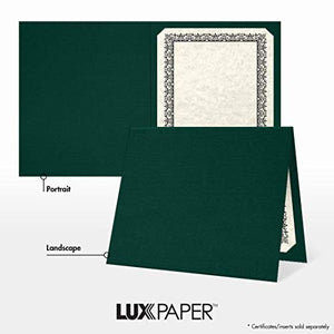 LUXPaper Certificate Holders for 8 1/2 x 11 Certificates or Documents in 100 lb. Green Linen, Display Folder for Paper Awards, 250 Pack, Holder Size 9 1/2 x 12 (Green)