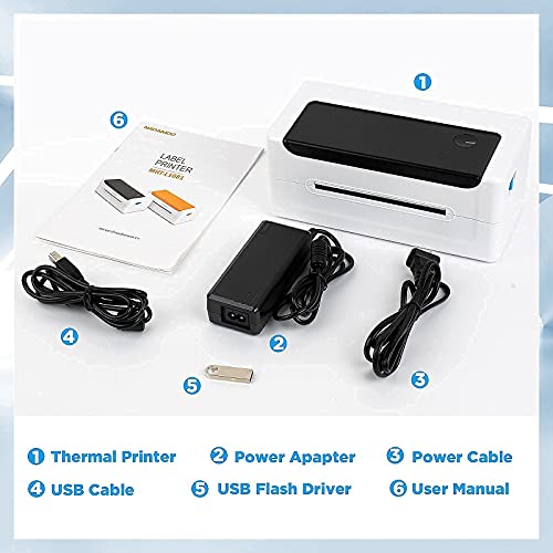 NADMAOO Bur3400 Thermal Label Printer and Bur3003 Wireless Barcode Scanner