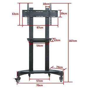 YokIma TV Stand Mobile Trolley for 32-75 Inch Screens, Height Adjustable Rolling Cart with Mount and Locking Wheels