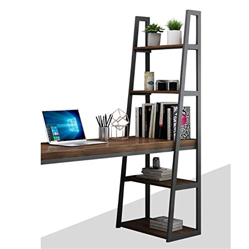 LICHUAN Folding Table 60 Inches Computer Desk with Bookshelf,Modern Study Writing Desk with Desktop Display Shelves，Laptop Table Workstation Home Office Furniture Folding Table Desk