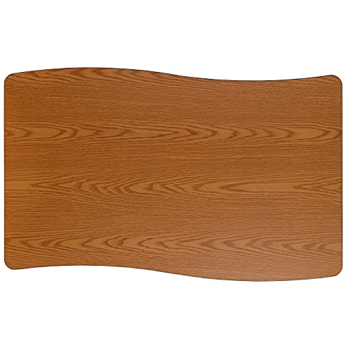 Flash Furniture 28"W x 47.5"L Rectangular Wave Collaborative Oak Thermal Laminate Activity Table - Height Adjustable Short Legs