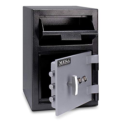 Mesa Safe MFL2014K All Steel Depository Safe with Key Lock, 0.8-Cubic Feet, Black and Grey