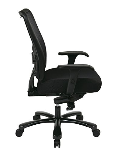 SPACE Seating Big and Tall AirGrid Back and Padded Mesh Seat, Adjustable Arms, Gunmetal Finish Base Ergonomic Managers Chair, Black